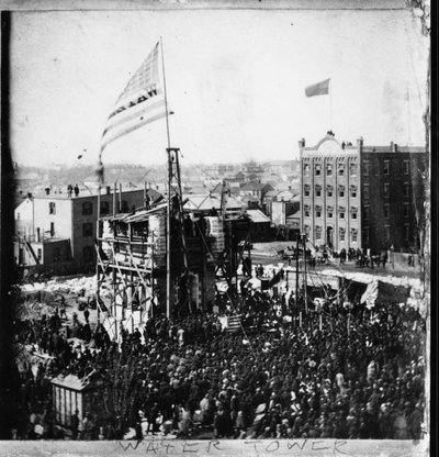 Laying of the cornerstone for the Chicago Water Tower, March 25 1867 by American Photographer